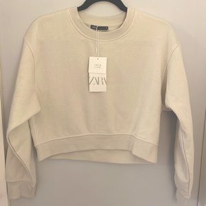 Zara Cropped Crewneck Sweatshirt